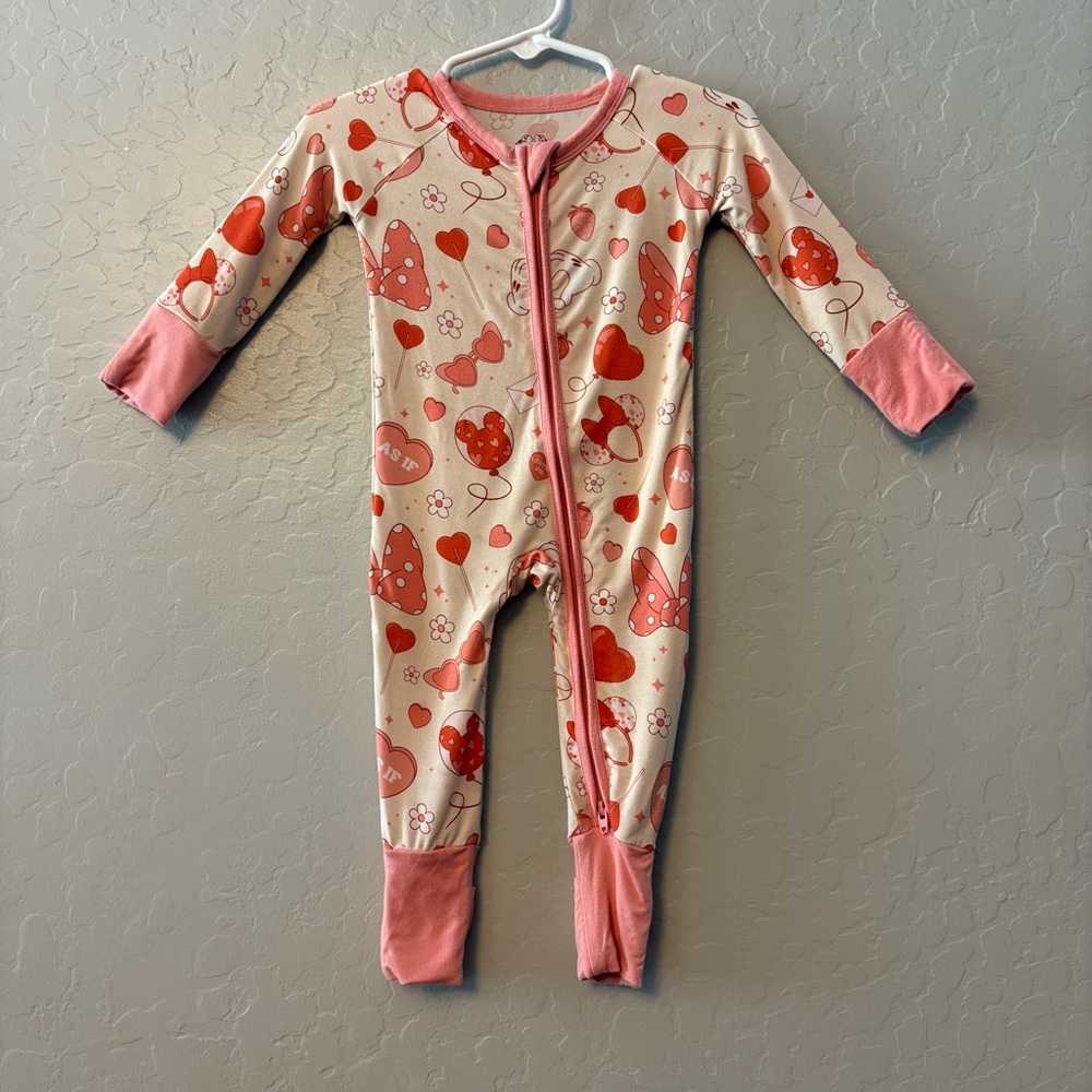 Pink and Cream Heart Pattern Kids Footie